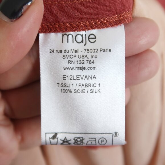 Maje Silk Two-Tone Shift Dress - Size 1 - Picture 9 of 9